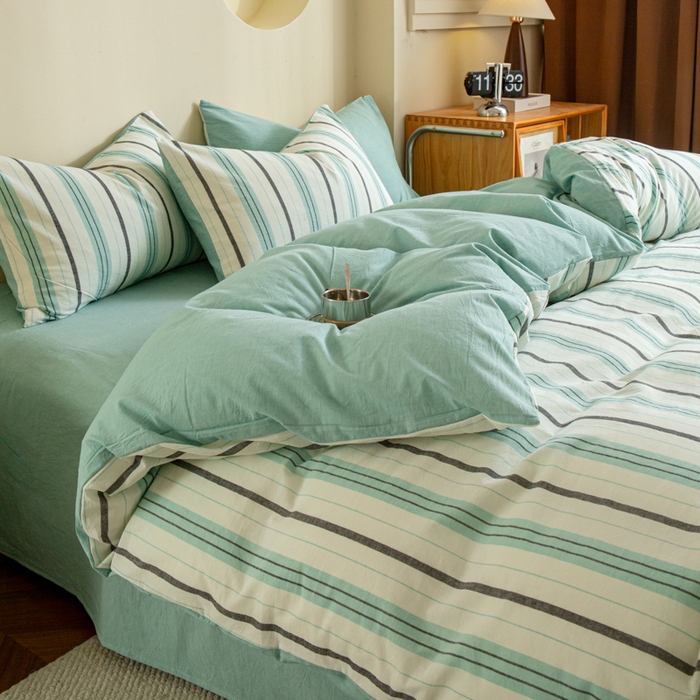 优米家纺 2025新款色织全棉纯棉40支水洗四件套及床单系列-四件套 草原绿