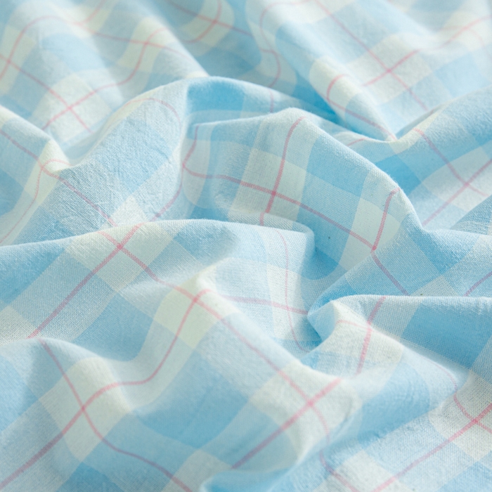 91家纺网 家纺一手货源 找家纺 优米家纺 2025新款色织全棉纯棉40支水洗四件套及床单系列-四件套 扶摇蓝