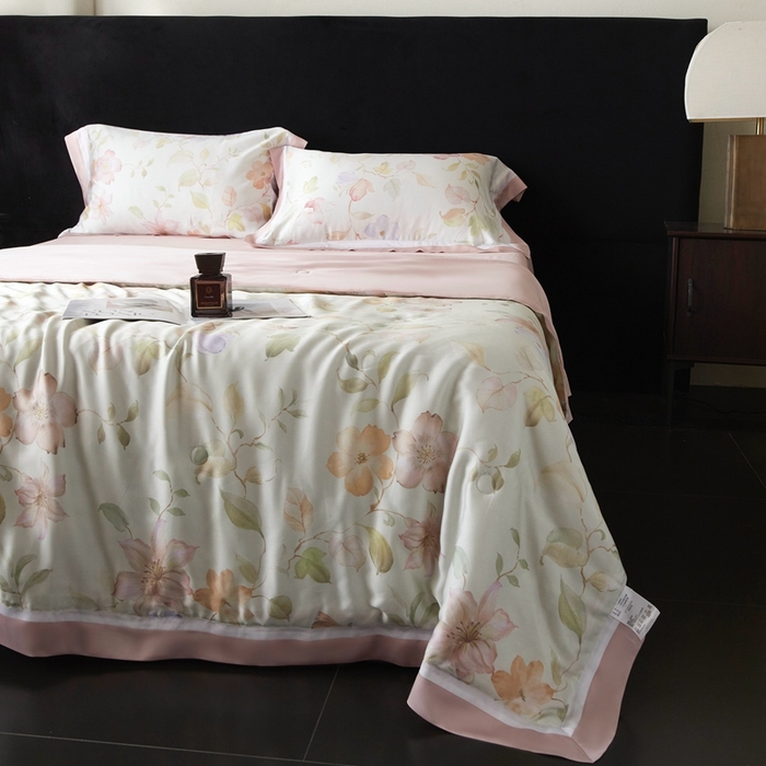 91家纺网 家纺一手货源 找家纺 南通朵美纺织品有限公司 2025新款【DM】100支顶级天丝系列（嵌织带款） 花月春风