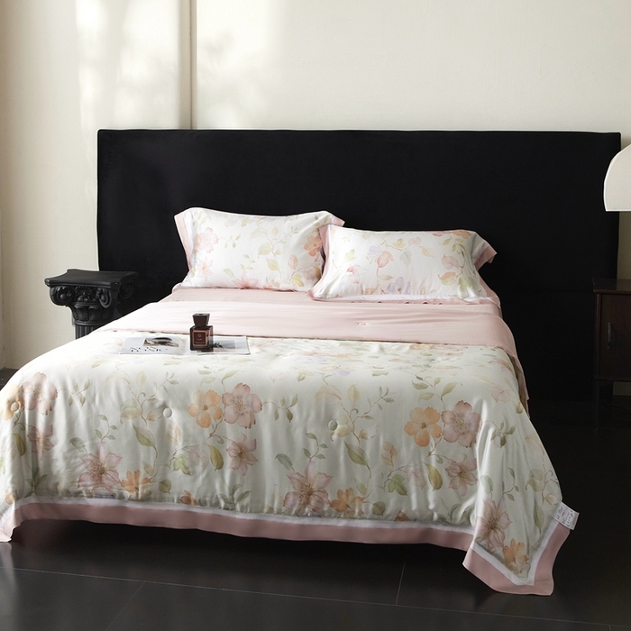 91家纺网 家纺一手货源 找家纺 南通朵美纺织品有限公司 2025新款【DM】100支顶级天丝系列（嵌织带款） 花月春风