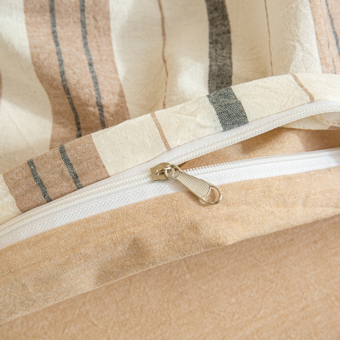 91家纺网 家纺一手货源 找家纺 优米家纺 2025新款色织全棉纯棉40支水洗四件套及床单系列-四件套 古烟咖