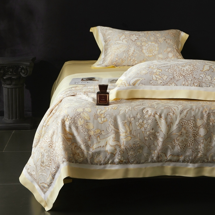 91家纺网 家纺一手货源 找家纺 南通朵美纺织品有限公司 2025新款【DM】100支顶级天丝系列（嵌织带款） 金玉满堂