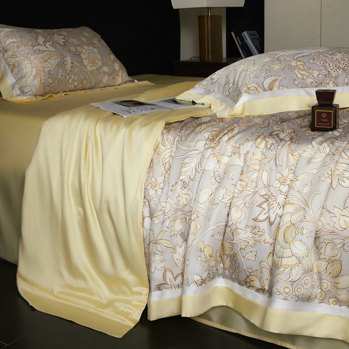 91家纺网 家纺一手货源 找家纺 南通朵美纺织品有限公司 2025新款【DM】100支顶级天丝系列（嵌织带款） 金玉满堂