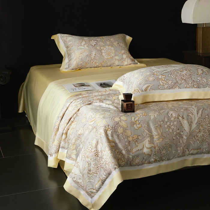 91家纺网 家纺一手货源 找家纺 南通朵美纺织品有限公司 2025新款【DM】100支顶级天丝系列（嵌织带款） 金玉满堂