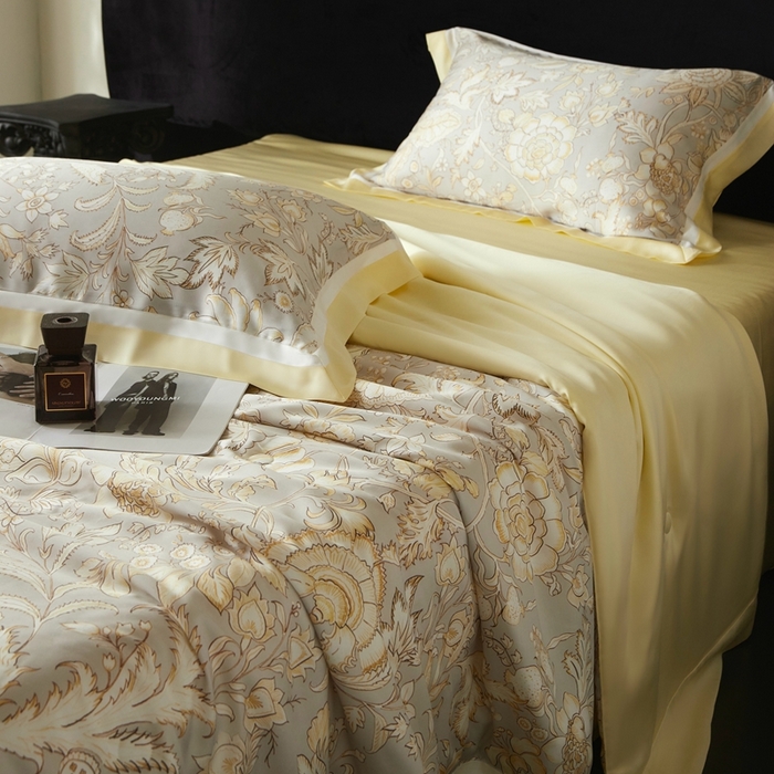 91家纺网 家纺一手货源 找家纺 南通朵美纺织品有限公司 2025新款【DM】100支顶级天丝系列（嵌织带款） 金玉满堂