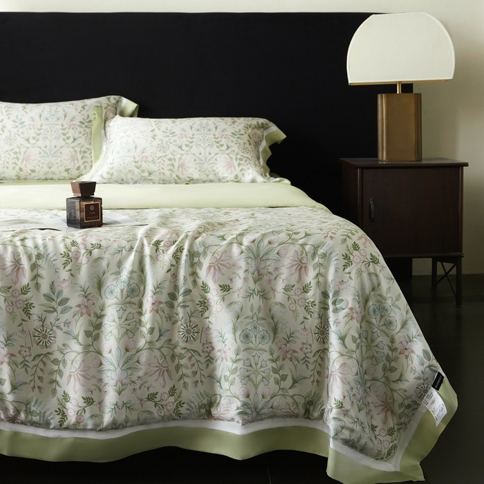 91家纺网 家纺一手货源 找家纺 南通朵美纺织品有限公司 2025新款【DM】100支顶级天丝系列（嵌织带款） 兰亭集