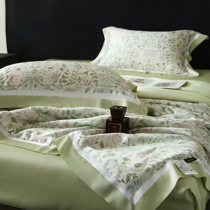 91家纺网 家纺一手货源 找家纺 南通朵美纺织品有限公司 2025新款【DM】100支顶级天丝系列（嵌织带款） 兰亭集