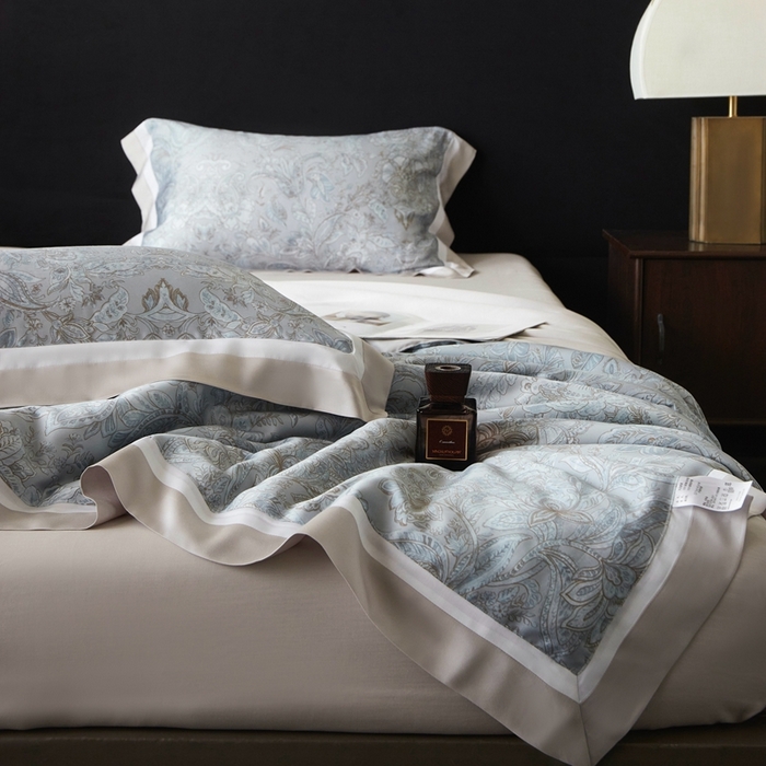 91家纺网 家纺一手货源 找家纺 南通朵美纺织品有限公司 2025新款【DM】100支顶级天丝系列（嵌织带款） 雅风