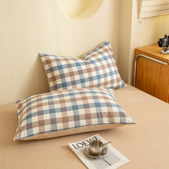 91家纺网 家纺一手货源 找家纺 优米家纺 2025新款色织全棉纯棉40支水洗四件套及床单系列-四件套 麦丫咖