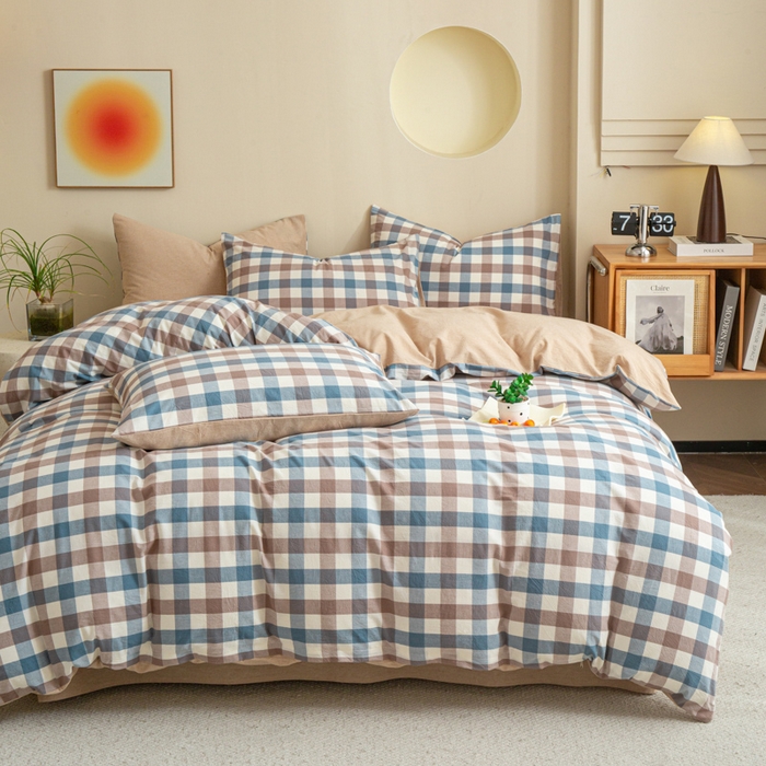 91家纺网 家纺一手货源 找家纺 优米家纺 2025新款色织全棉纯棉40支水洗四件套及床单系列-四件套 麦丫咖