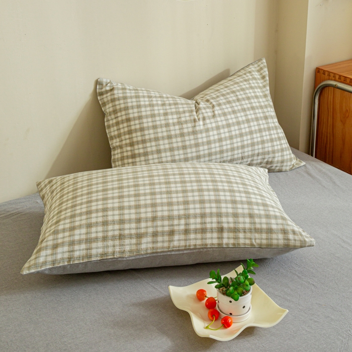 91家纺网 家纺一手货源 找家纺 优米家纺 2025新款色织全棉纯棉40支水洗四件套及床单系列-四件套 泊雅灰