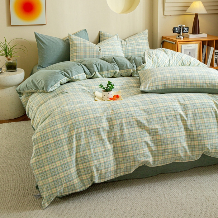 91家纺网 家纺一手货源 找家纺 优米家纺 2025新款色织全棉纯棉40支水洗四件套及床单系列-四件套 西瓜格