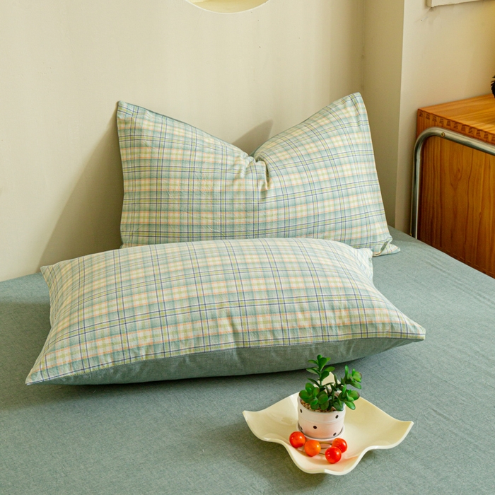 91家纺网 家纺一手货源 找家纺 优米家纺 2025新款色织全棉纯棉40支水洗四件套及床单系列-四件套 西瓜格