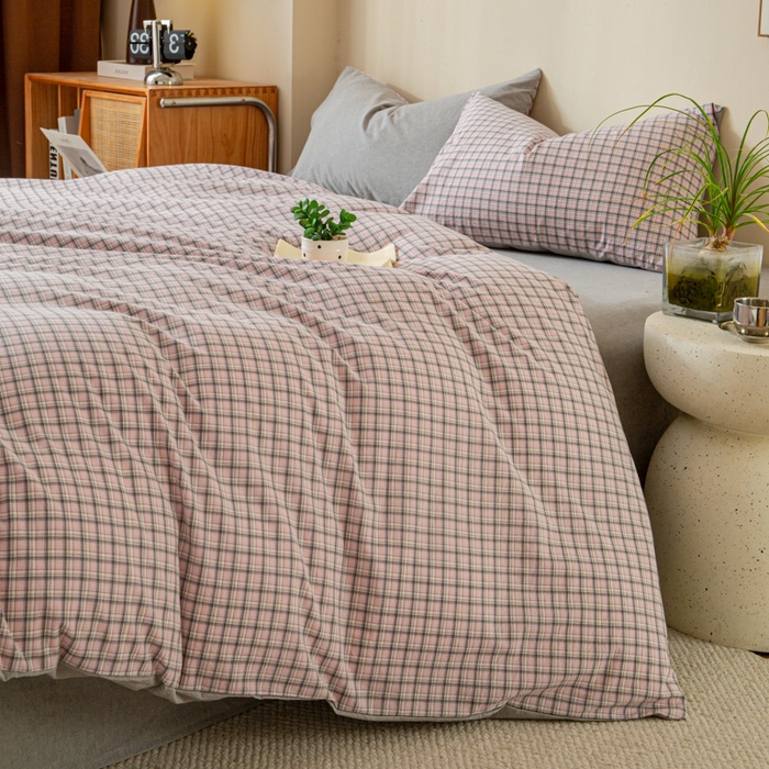 91家纺网 家纺一手货源 找家纺 优米家纺 2025新款色织全棉纯棉40支水洗四件套及床单系列-四件套 星空紫