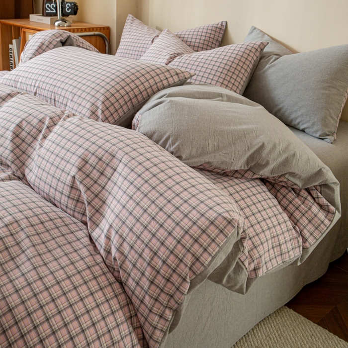 91家纺网 家纺一手货源 找家纺 优米家纺 2025新款色织全棉纯棉40支水洗四件套及床单系列-四件套 星空紫