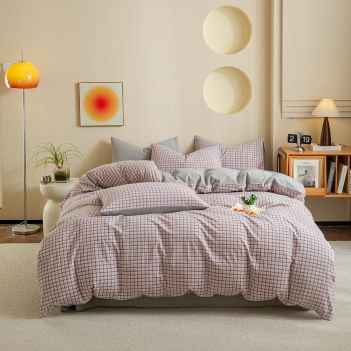 91家纺网 家纺一手货源 找家纺 优米家纺 2025新款色织全棉纯棉40支水洗四件套及床单系列-四件套 星空紫