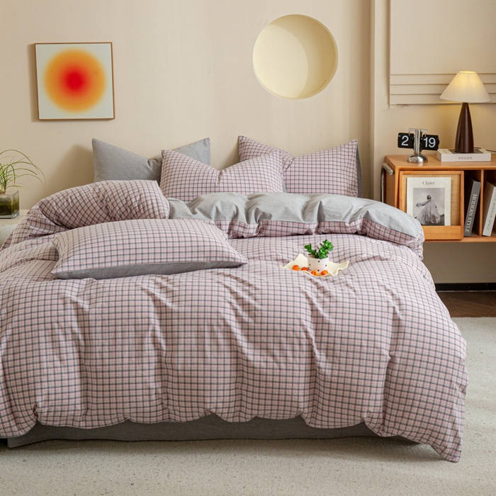 91家纺网 家纺一手货源 找家纺 优米家纺 2025新款色织全棉纯棉40支水洗四件套及床单系列-四件套 星空紫