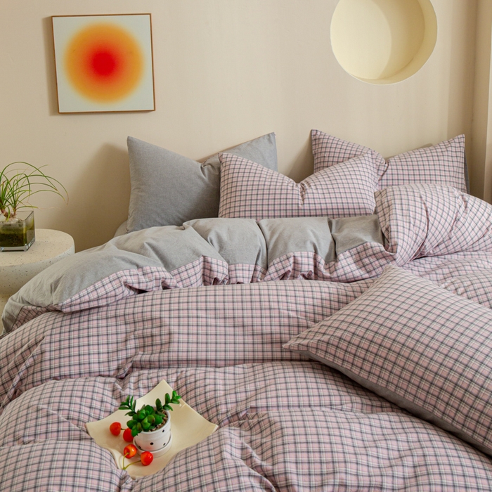 91家纺网 家纺一手货源 找家纺 优米家纺 2025新款色织全棉纯棉40支水洗四件套及床单系列-四件套 星空紫