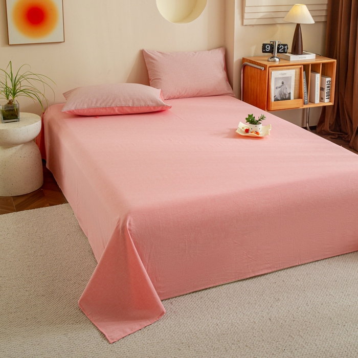 91家纺网 家纺一手货源 找家纺 优米家纺 2025新款色织全棉纯棉40支水洗四件套及床单系列-四件套 玉小格