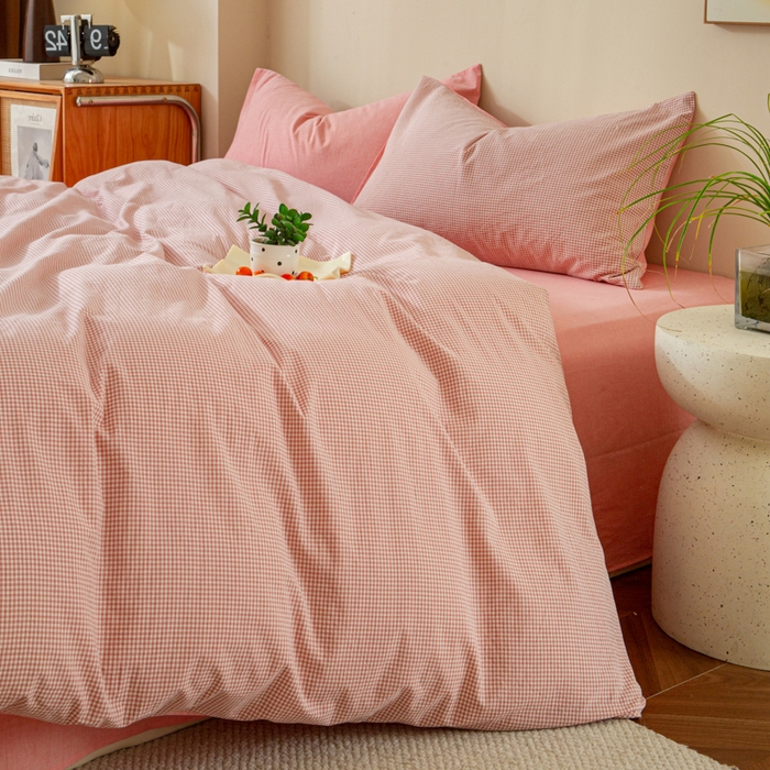 91家纺网 家纺一手货源 找家纺 优米家纺 2025新款色织全棉纯棉40支水洗四件套及床单系列-四件套 玉小格