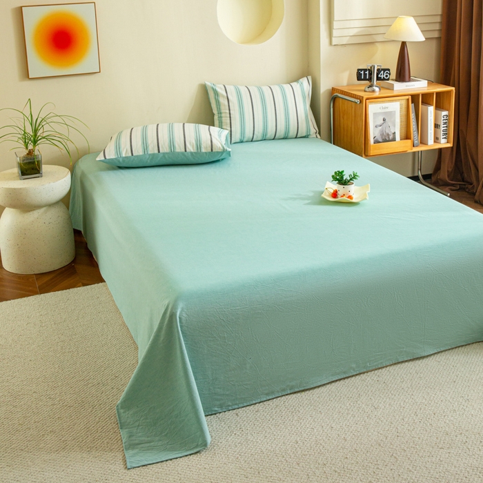 91家纺网 家纺一手货源 找家纺 （总）优米家纺 2025新款色织全棉纯棉40支水洗四件套系列-单床单