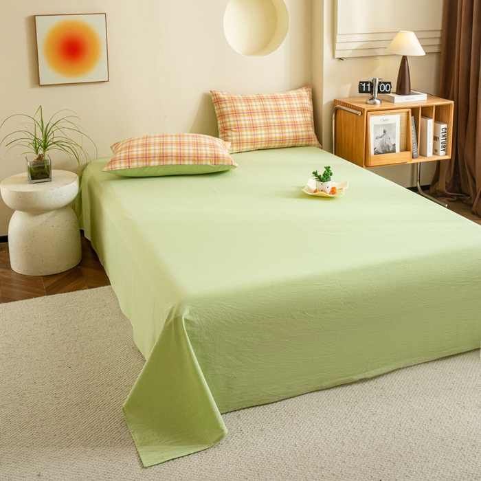 91家纺网 家纺一手货源 找家纺 （总）优米家纺 2025新款色织全棉纯棉40支水洗四件套系列-单床单