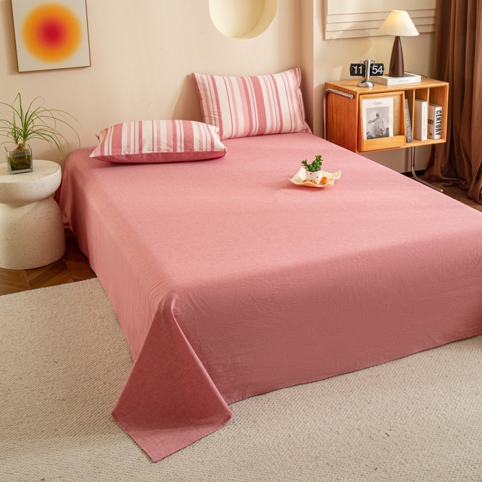 91家纺网 家纺一手货源 找家纺 （总）优米家纺 2025新款色织全棉纯棉40支水洗四件套系列-单床单