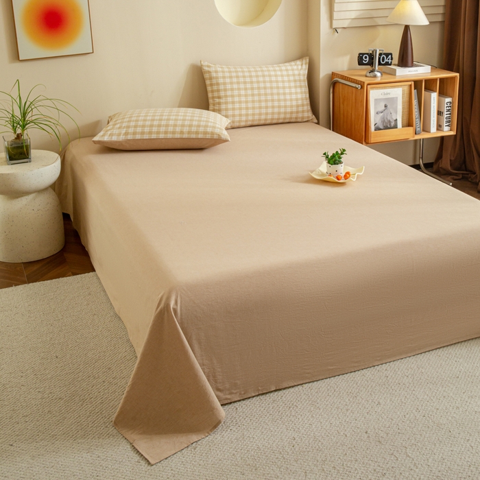 91家纺网 家纺一手货源 找家纺 （总）优米家纺 2025新款色织全棉纯棉40支水洗四件套系列-单床单