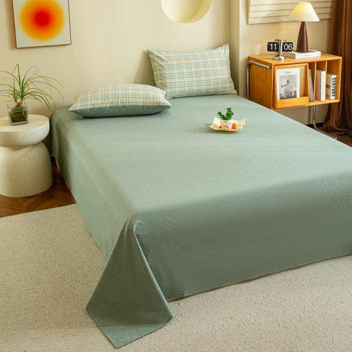 91家纺网 家纺一手货源 找家纺 （总）优米家纺 2025新款色织全棉纯棉40支水洗四件套系列-单床单