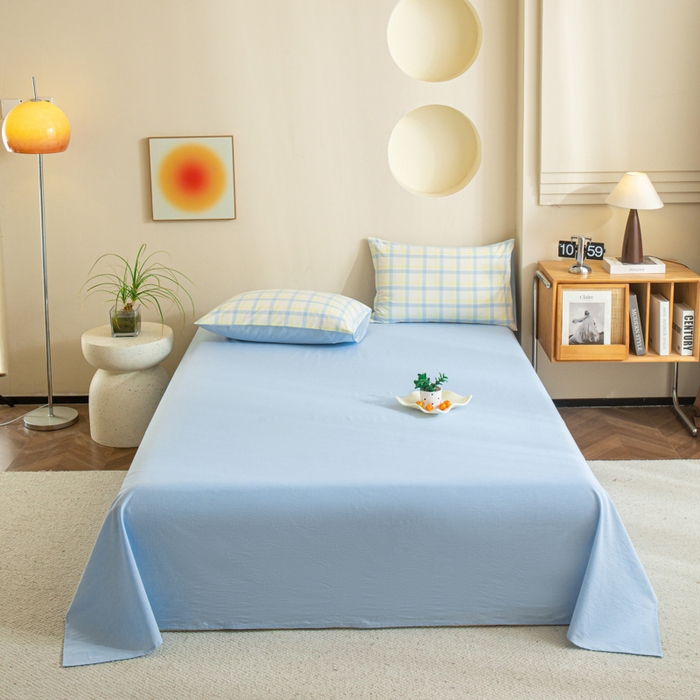 91家纺网 家纺一手货源 找家纺 优米家纺 2025新款色织全棉纯棉40支水洗四件套系列-单床单 欢乐歌兰