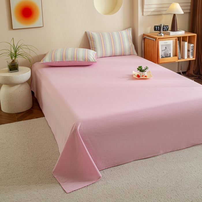 优米家纺 2025新款色织全棉纯棉40支水洗四件套系列-单床单 锦素粉