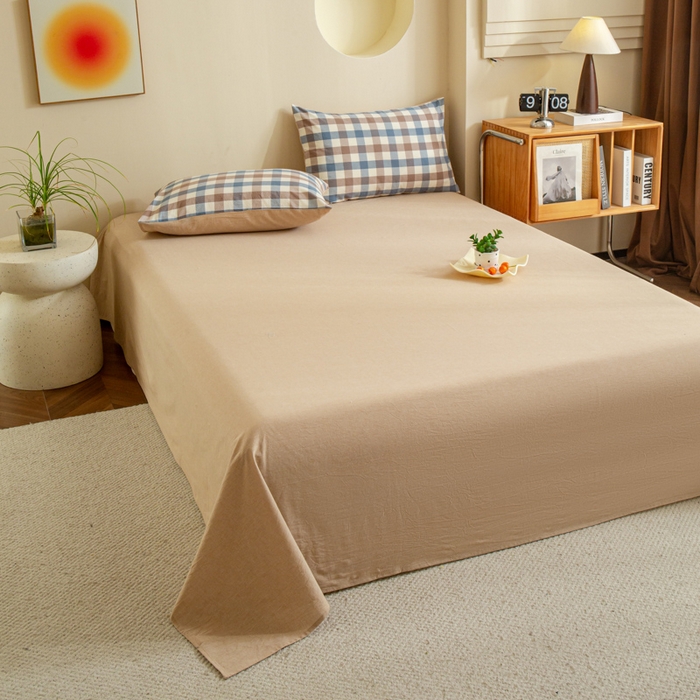 优米家纺 2025新款色织全棉纯棉40支水洗四件套系列-单床单 麦丫咖