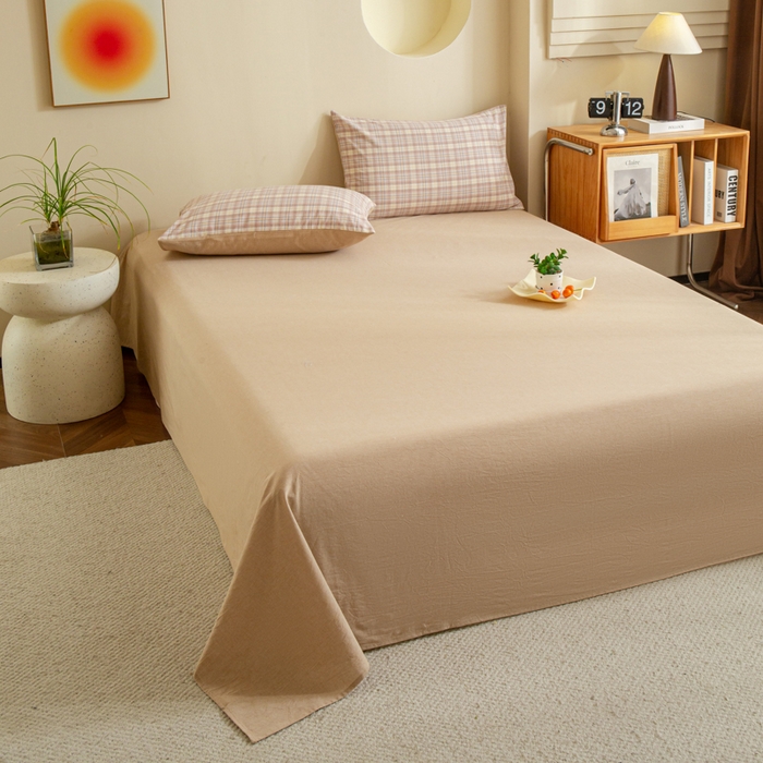 优米家纺 2025新款色织全棉纯棉40支水洗四件套系列-单床单 暮光粉