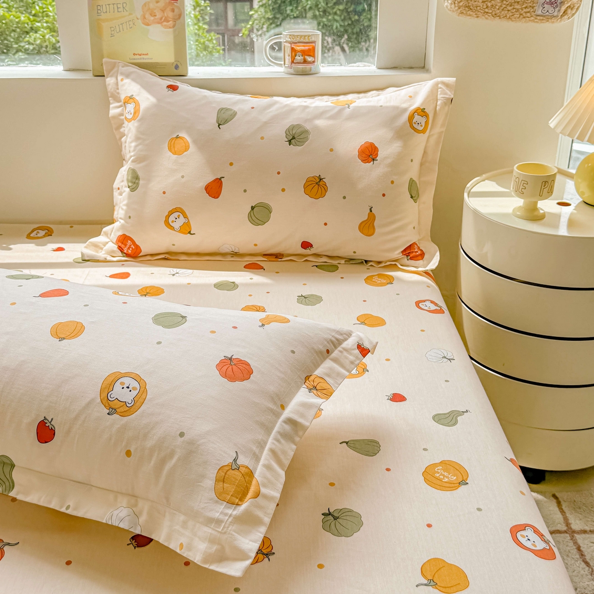 名优家纺 2025新款全棉纯棉韩版小清新系列枕套单件--单枕套 南瓜节-黄