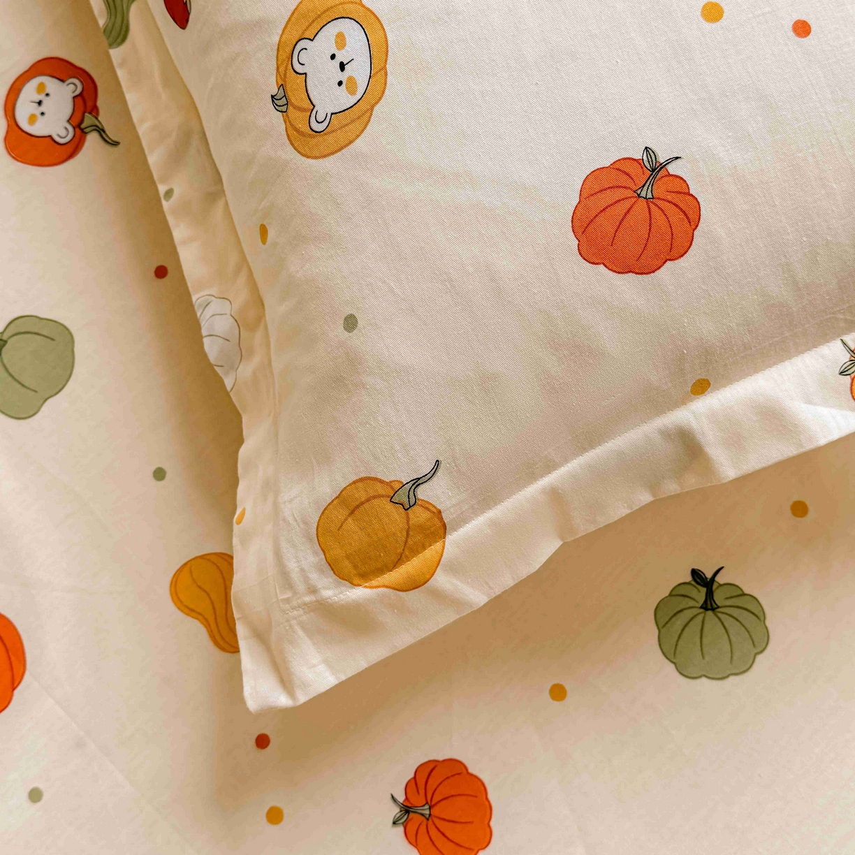 91家纺网 家纺一手货源 找家纺 名优家纺 2025新款全棉纯棉韩版小清新系列枕套单件--单枕套 南瓜节-黄