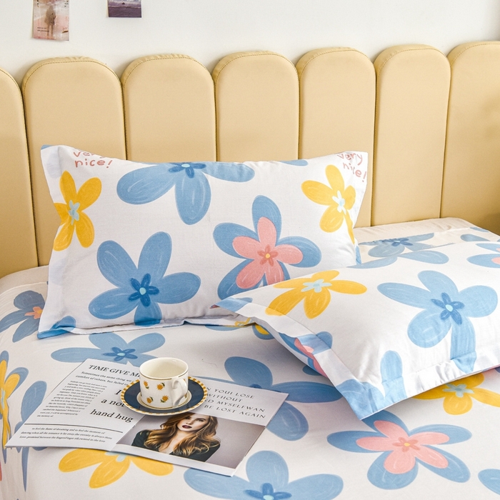 名优家纺 2025新款全棉纯棉韩版小清新系列枕套单件--单枕套 浅浅花漾