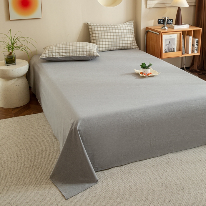 优米家纺 2025新款色织全棉纯棉40支水洗四件套系列-单床单 泊雅灰