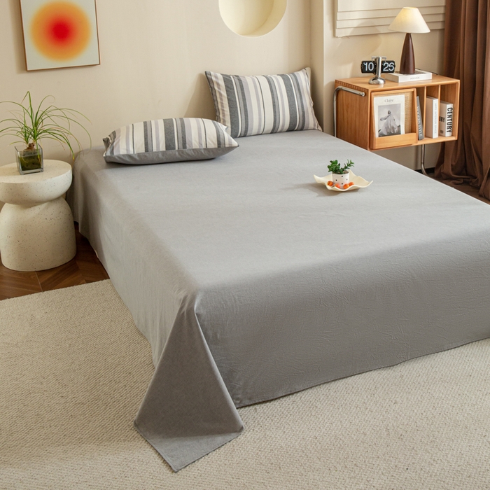 优米家纺 2025新款色织全棉纯棉40支水洗四件套系列-单床单 西西里灰