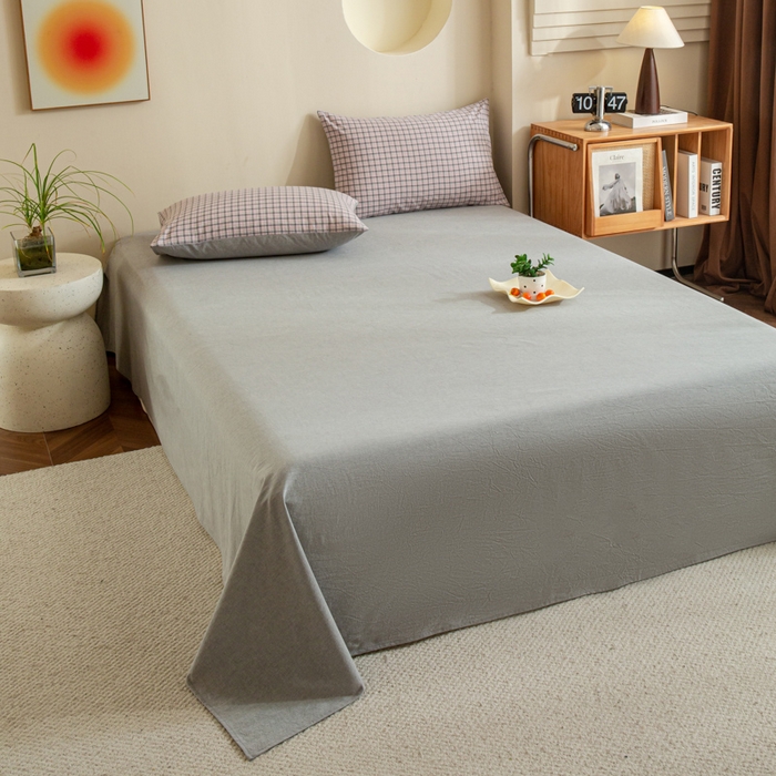 优米家纺 2025新款色织全棉纯棉40支水洗四件套系列-单床单 星空紫