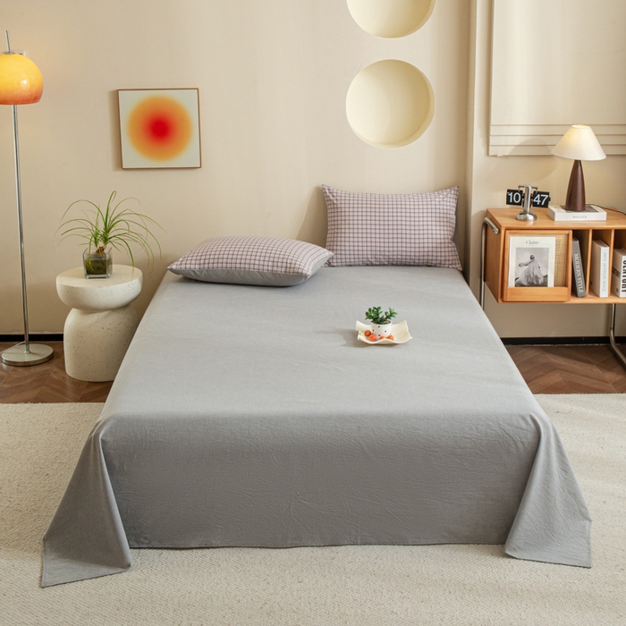 91家纺网 家纺一手货源 找家纺 优米家纺 2025新款色织全棉纯棉40支水洗四件套系列-单床单 星空紫