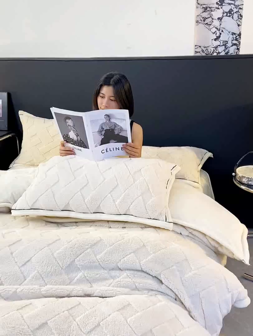 91家纺网 家纺一手货源 找家纺 （总）耐思家纺 2024新款加厚提花兔绒四件套