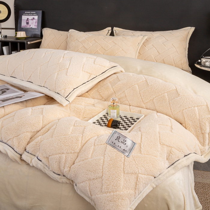 91家纺网 家纺一手货源 找家纺 （总）耐思家纺 2024新款加厚提花兔绒四件套