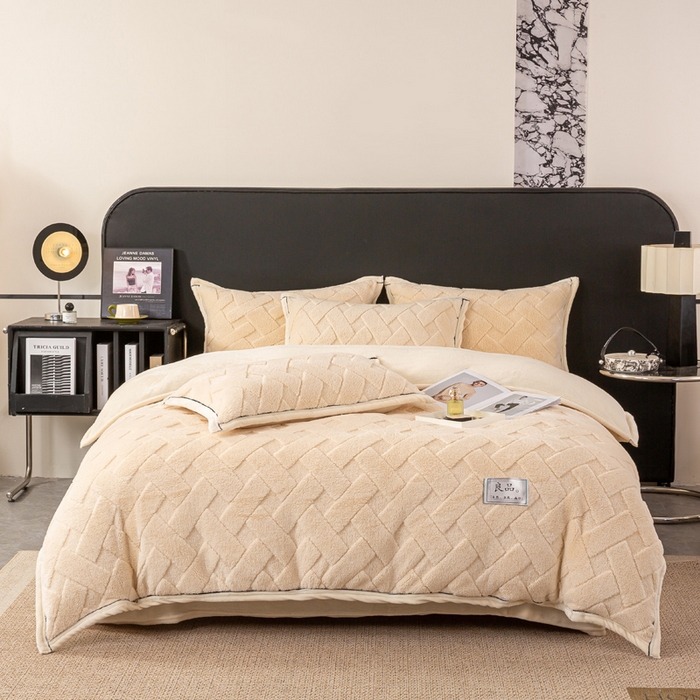 91家纺网 家纺一手货源 找家纺 （总）耐思家纺 2024新款加厚提花兔绒四件套