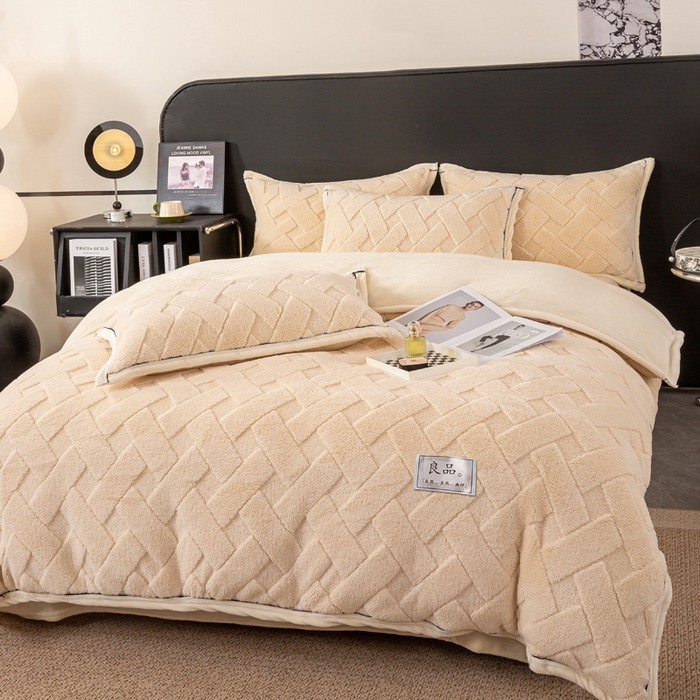 91家纺网 家纺一手货源 找家纺 （总）耐思家纺 2024新款加厚提花兔绒四件套