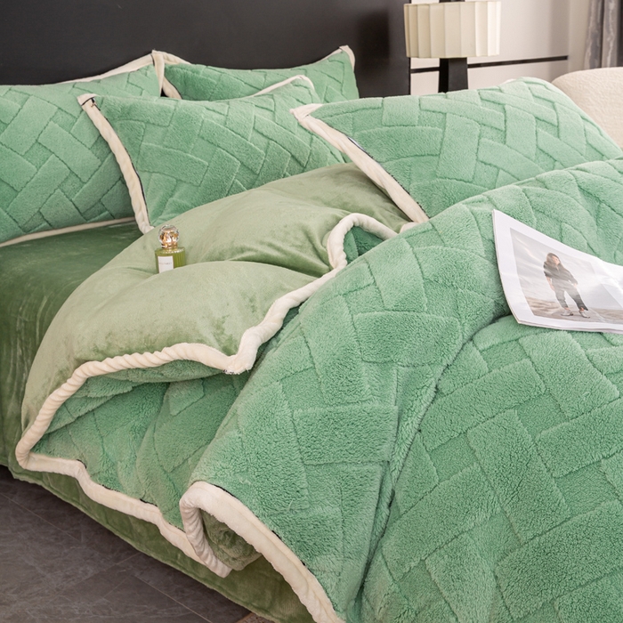 91家纺网 家纺一手货源 找家纺 （总）耐思家纺 2024新款加厚提花兔绒四件套