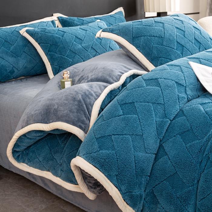 91家纺网 家纺一手货源 找家纺 （总）耐思家纺 2024新款加厚提花兔绒四件套