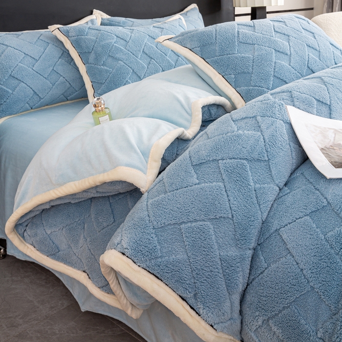 91家纺网 家纺一手货源 找家纺 （总）耐思家纺 2024新款加厚提花兔绒四件套