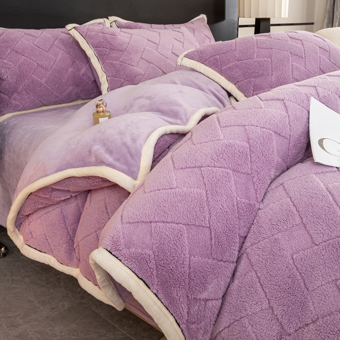 91家纺网 家纺一手货源 找家纺 （总）耐思家纺 2024新款加厚提花兔绒四件套