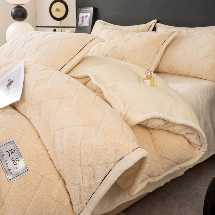 91家纺网 家纺一手货源 找家纺 （总）耐思家纺 2024新款加厚提花兔绒套件单品-单被套