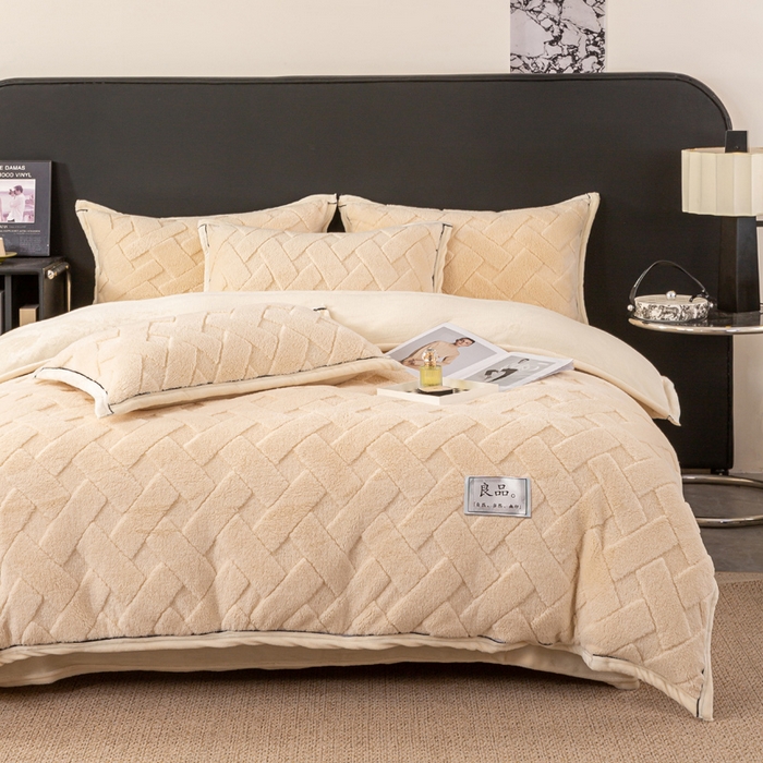 91家纺网 家纺一手货源 找家纺 （总）耐思家纺 2024新款加厚提花兔绒套件单品-单被套